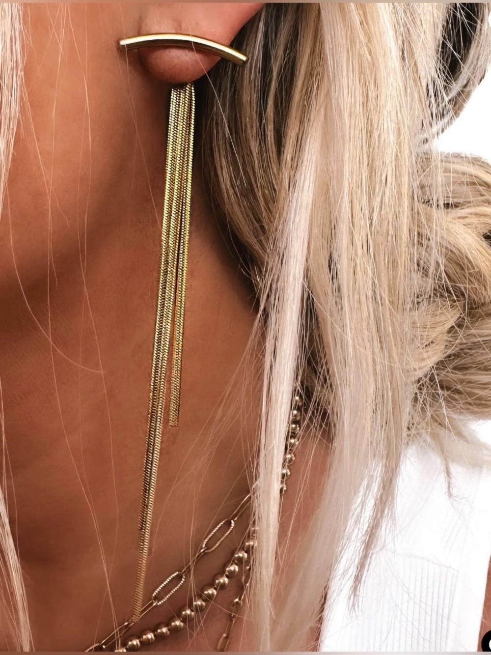 New Pebby Forevee Mercer Chain Fringe Earrings